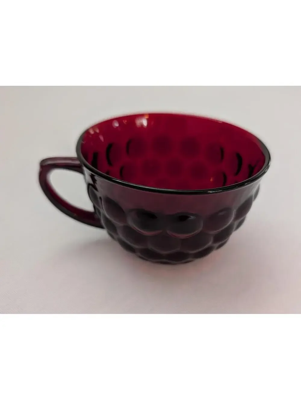 Vintage Anchor Hocking Ruby Red BubbleGlass Cups and Mugs Set